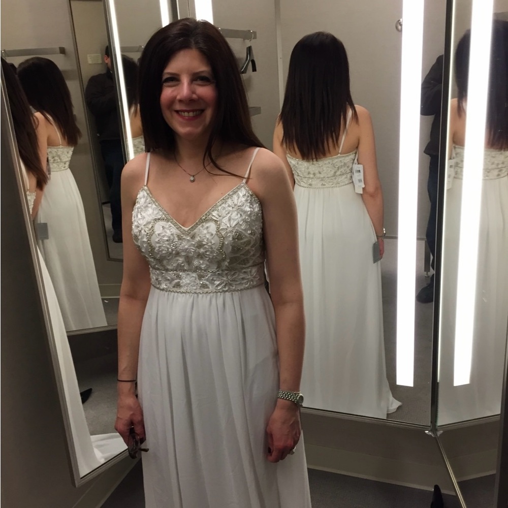 Sue Wong  Grecian White Beaded Elegant Evening Gown, Size XS - Picture 8 of 16